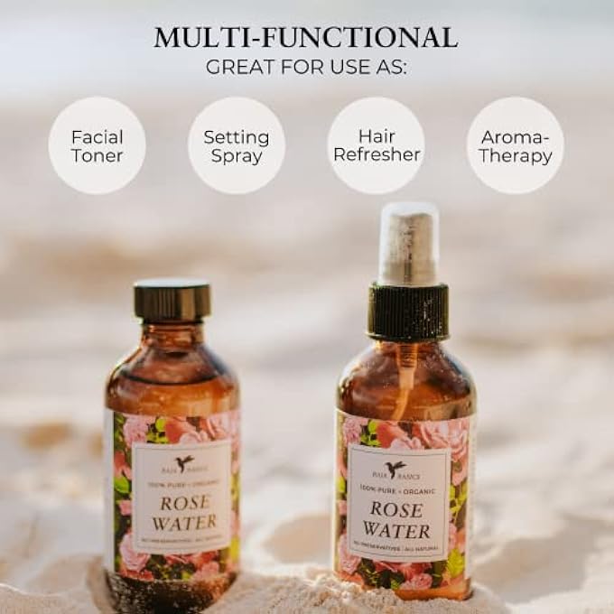 Baja Basics بخاخ ماء الورد للوجه والجسم والشعر - تونر مرطب للوجه، رذاذ منعش ومهدئ مرطب للبشرة الجافة - منتجات العناية بالبشرة النباتية - 4 أونصات 2 عبوة - Image 4